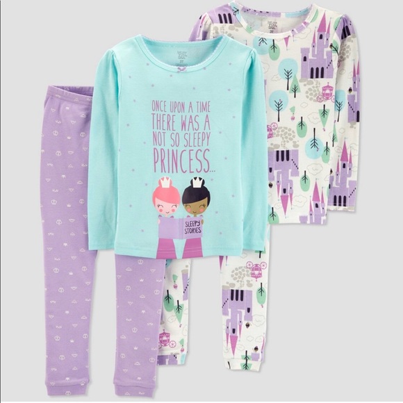Carter/'s Infant Girls 4-Piece Pets Purple//Gray Snug Fit Pajamas NWT PJs dog cat